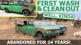 JUNKYARD Datsun 620 gets FIRST WASH and CLEANED OUT for the first time in 24 YEARS! Well, kinda.