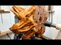 Woodturning - Black And Root !! 【木工】硬い木の根っこを削る！