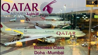 Qatar Airways Business Class | Boeing 777-300ER | Doha -Mumbai (4k video)