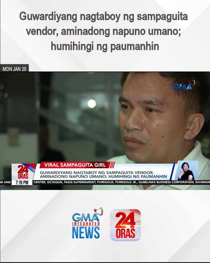 Guwardiyang nagtaboy ng sampaguita vendor, aminadong napuno umano; humihingi ng paumanhin | 24 Oras