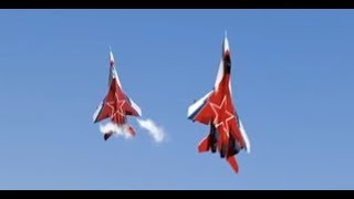 FANTASTIC Russian Mikoyan MiG-29 FORMATION PAIR\/DUO with OVT VECTORED THRUST Demo strange tv