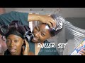 Style With Me | Roller Set & Silk Wrap (attempt) Straightening my Natural Hair Without Damage