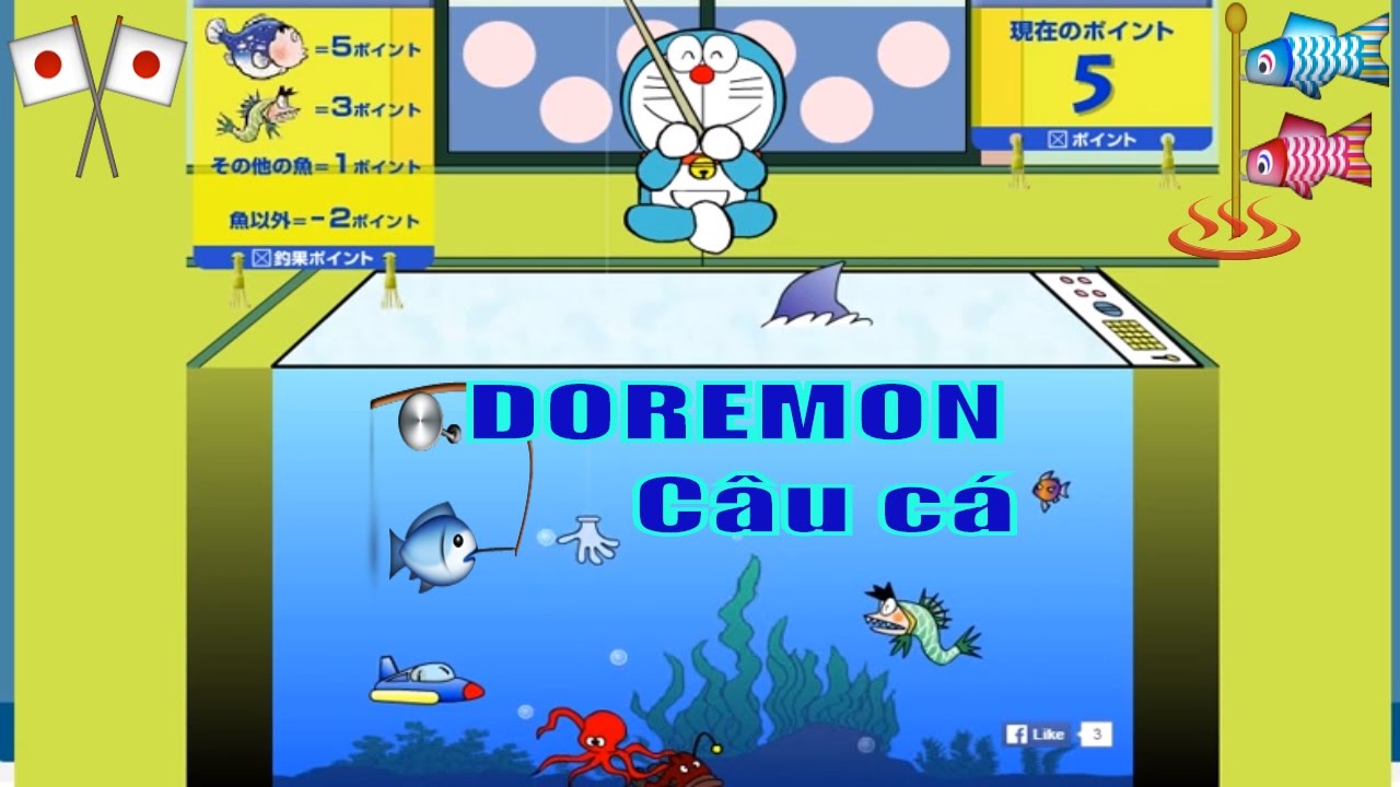 Doraemon Fishing - Doremon Câu Cá Mập? Game Cực Hay Cho Các Bé Yêu - Youtube