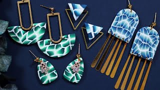 Sapphire Blue & Emerald Green Ombre Mosaic Inspired Polymer Clay Earrings Tutorial | Skinner Blend