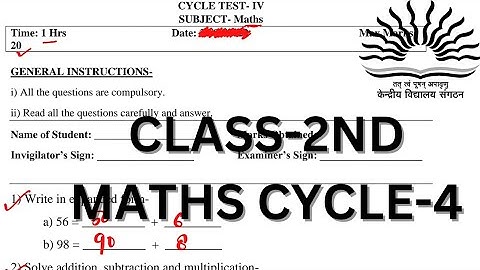 CLASS-2ND/ MATHS/ CYCLE TEST-4/SAMPLE PAPER/QUESTION PAPER /SOLUTION