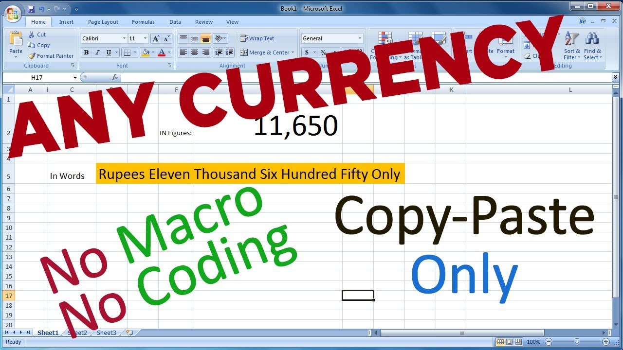 Excel Formula to convert Numbers to words in Any Currency: No Macro No  Coding (Updated)