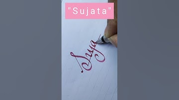 "Sujata" name in calligraphy writing l #calligraphy #cursive #handwriting #youtubeshorts #shorts