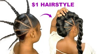 I’M SO SHOOK!! $1 Hairstyle Using Braid Extension