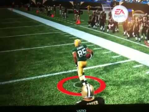Greg Jennings caught a pass from Aaron Rodgers and even though his leg was broke he was able to outrun the entire saints defense I was playing a joke name GUMBYBOUTDATLIF final score 49-20 Aaron Rodgers 24-28 395 Yards 5TD's 0Ints 158.3Passer Rating PLEASE DOWNLOAD The "F**k U Gumby Ringtone off itunes"
