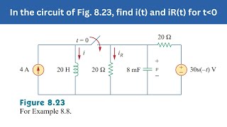 Example 8.8 | In the circuit of Fig. 8.23, find i(t) and iR(t) for t greater 0 | FEC 4th Edition
