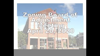 Zoning Board of Adjustment Meeting April 20 2020