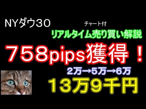 NYダウ３０決済報告！758pipsゴチ！リアルタイム売り買いの根拠をチャート付で解説【iFOREXハイレバ２万円資産運用＃５】