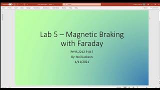 PHYS 2212 Lab 5 Report Magnetic Braking With Faraday