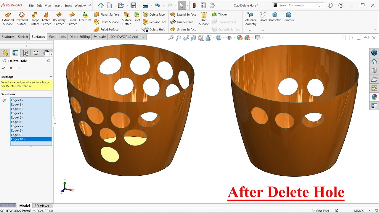Solidworks Delete Path SolidWorks Surface Tutorial-Delete Hole - YouTube