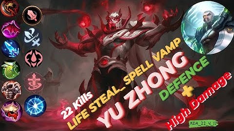 Yu Zhong High Damage, Insane lifesteal, spellvamp and defence #yuzhongbestbuild #shorts #viralmlbb