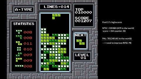 27 Lines - NO ROTATION NES Tetris