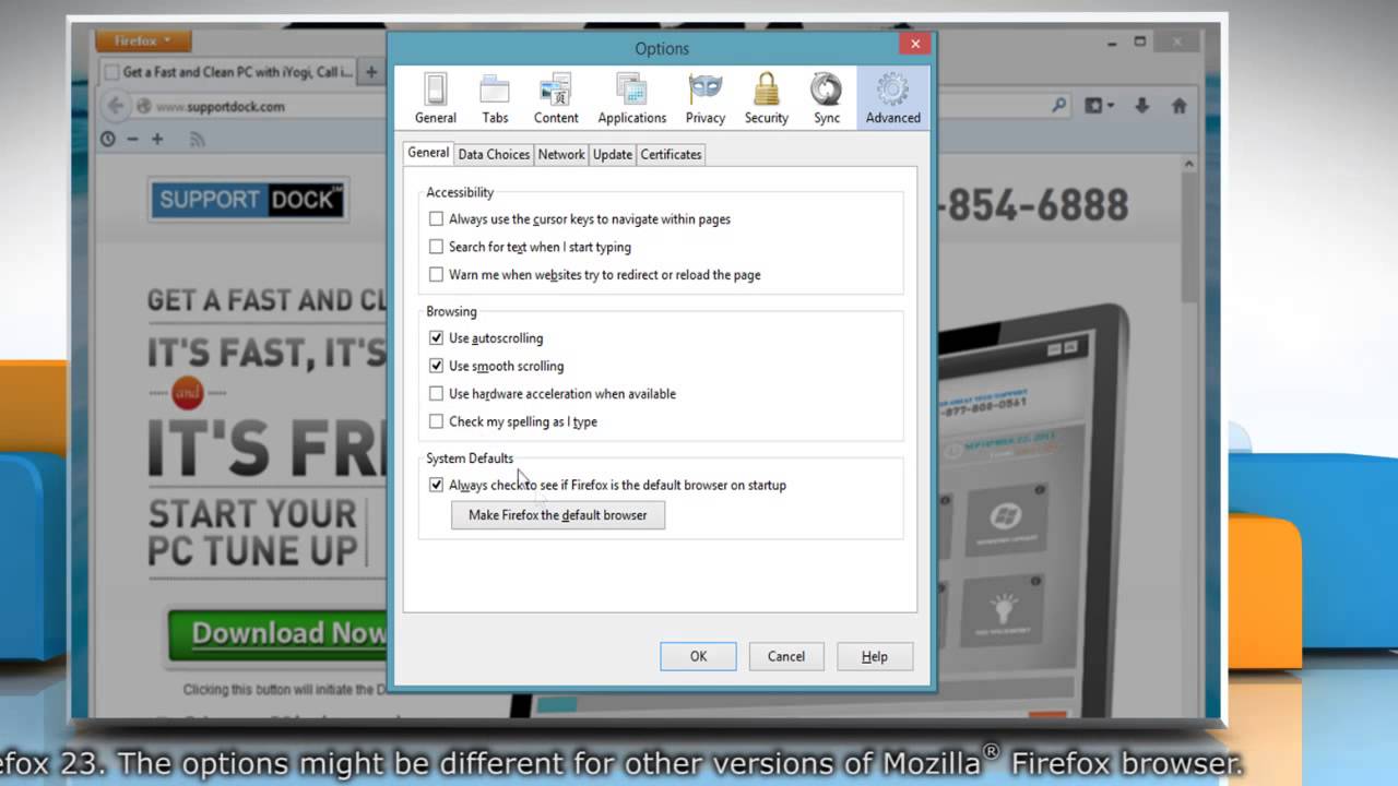 How to disable Hardware Acceleration in Mozilla® Firefox in Windows® 8.
