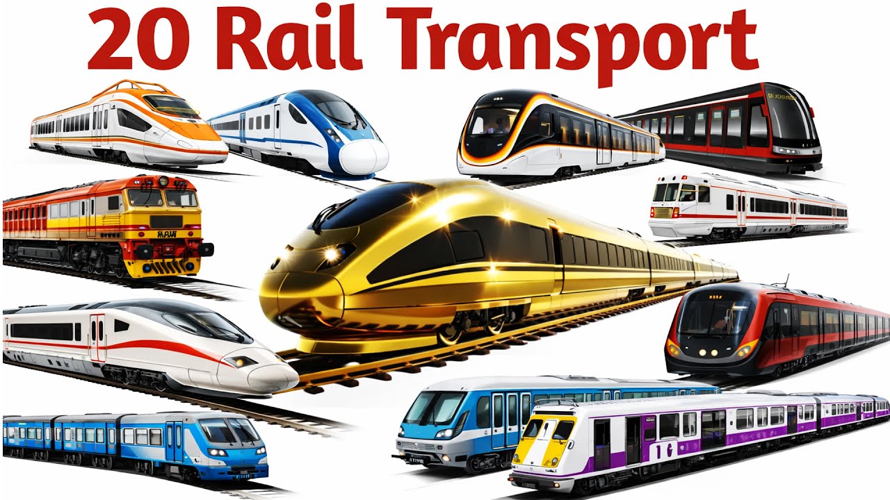 20 Types of Trains | रेलगाड़ियों के नाम | Trains Name for Kids | Kindergarten Learning Videos
