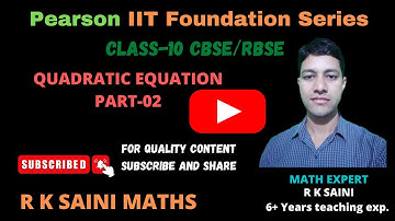 Class 10th PART 2 I Pearson IIT Foundation Series IChapter-4:Quadratic equation I NTSE I OLYMPIADS I