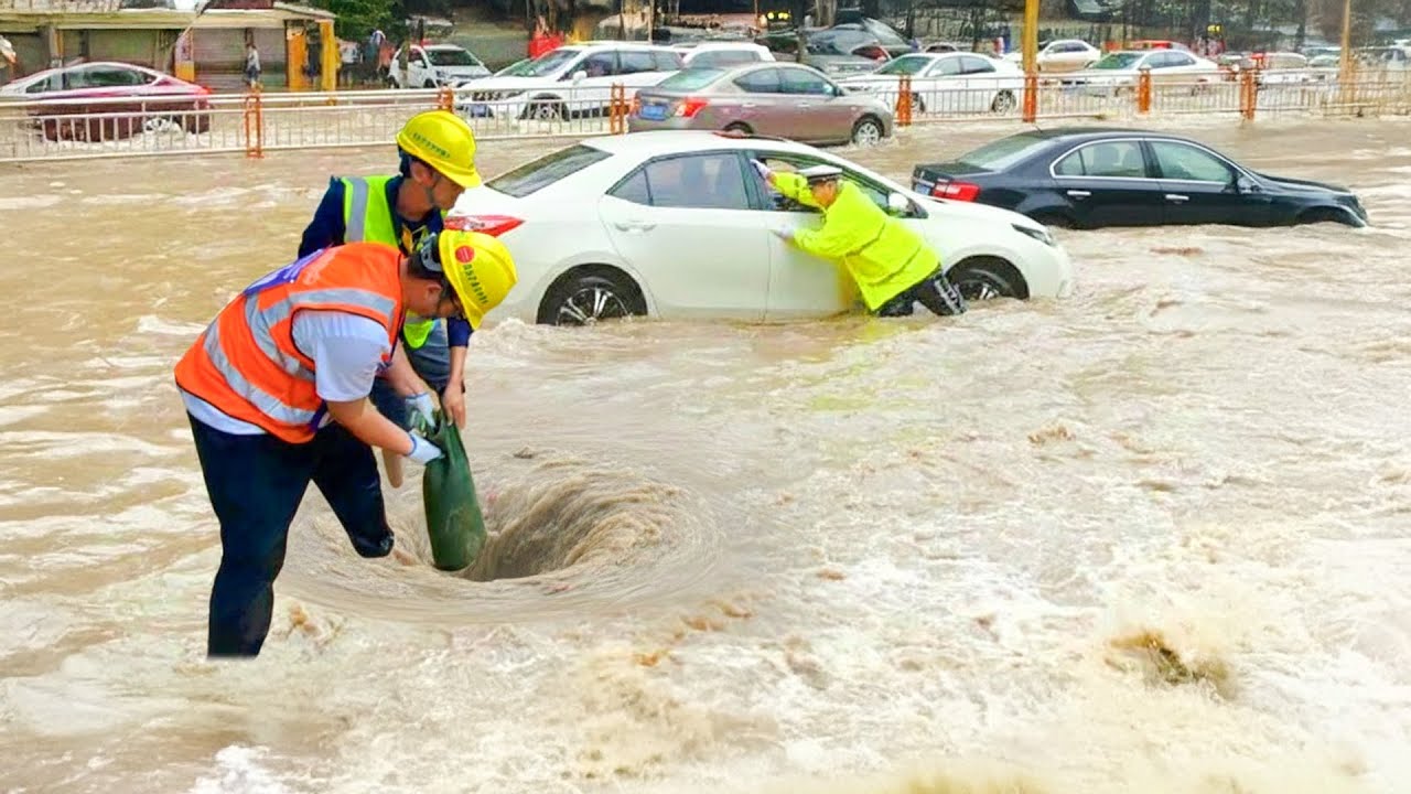 Huge Street Flood Solved by a Giant Vortex Drain Cleanup! - YouTube