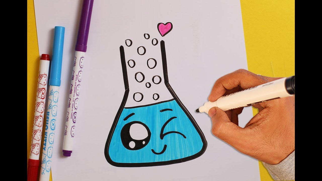 How To Draw A Cute Kawaii CHEMISTRY FLASK - YouTube