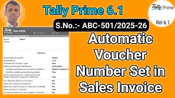 Automatic Voucher Number Set in Tally prime