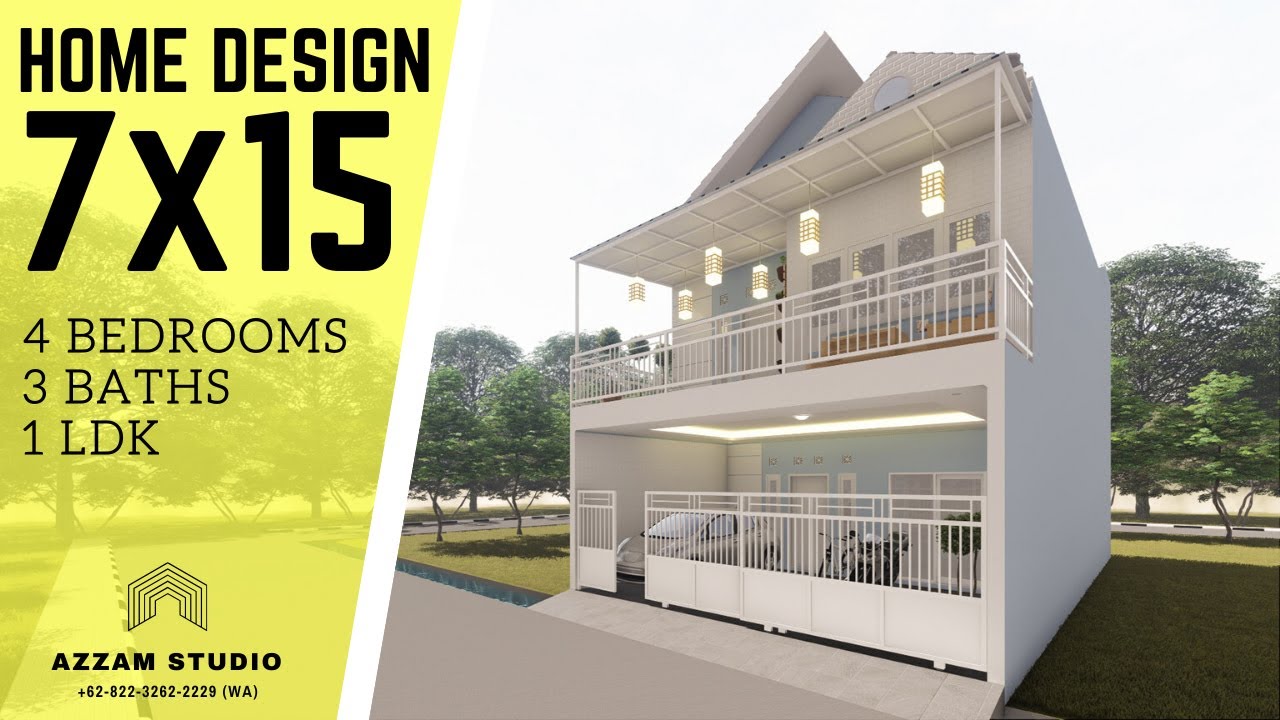  DESAIN  RUMAH MINIMALIS 2  LANTAI  7X15 4 KAMAR  TIDUR  ADA 