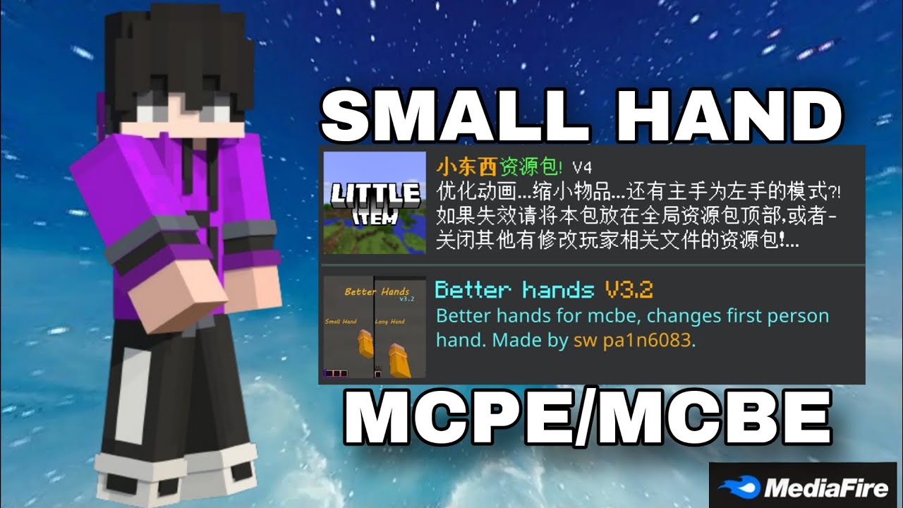 Better Hands V3.2 For MCPE/MCBE || Small Hands/ Long Hands || Little Item || Have A better Gameplay|