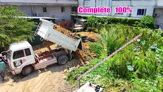 Complete 100%!New Project Power Expert by Bulldozer Push Soil and Push the dirt Mud Grass Dump Truck