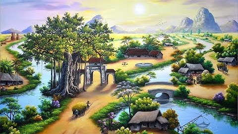 Tranh đồng quê, clip trong khóa học vẽ tranh tường, nhận dạy vẽ tranh tường. (3d scenery paintings).