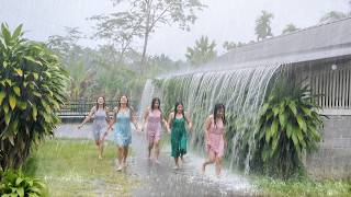 CAN YOU HANDLE THIS WEATHER? ⛈️ Heavy Rain & Lightning | Green Rural Sleep & Insomnia Relief