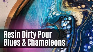 Resin Dirty Pour Technique Painting with Blues and Chameleon Pigments | 365