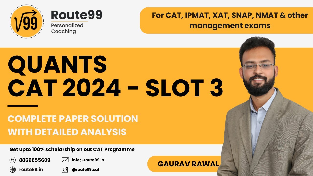 CAT 2024 Slot 3 Quant Solution | CAT 2024 Solved Paper | PYQ CAT 2024 ...