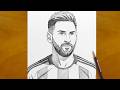 Lionel Messi Pencil Sketch | Stunning Realistic Portrait Drawing of World Cup Legend Messi