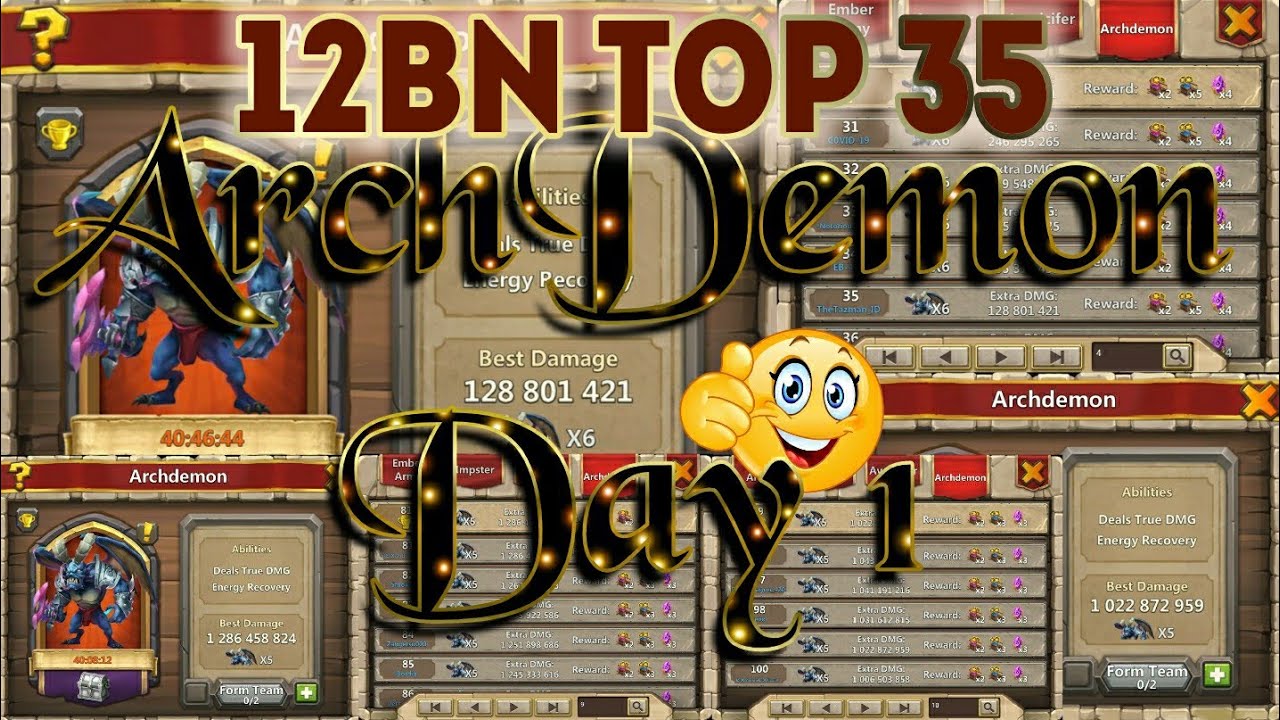 Castle Clash ArchDemon (AD) - 12bn Deals True DMG Energy Recovery Day 1 x6 boss 😀