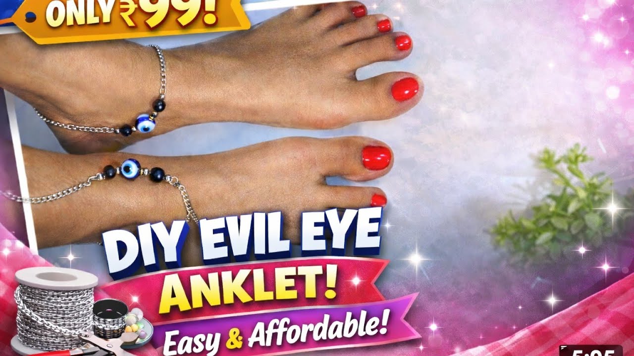 DIY Evil 🧿🧿Eye Anklet ✿making in just 🙄5 minute ❤#yt#diy#craftideas #youtube#craftyhome#viral#craft