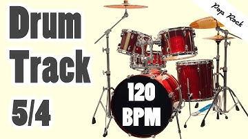 Pop Rock - Drum Loop - 5/4 - 120 BPM - Straight Beat - Part 3 of 3 - Visual Metronome