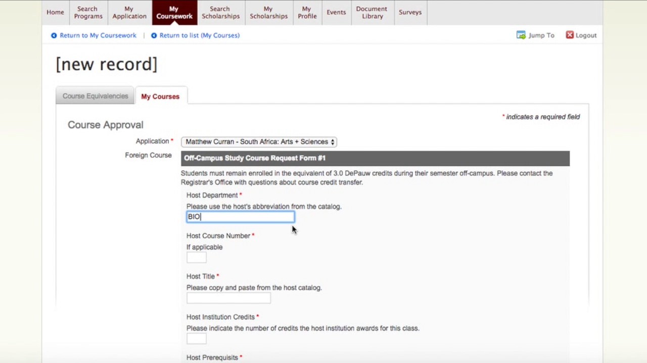 Course Credit Approval Process for Off-Campus Study