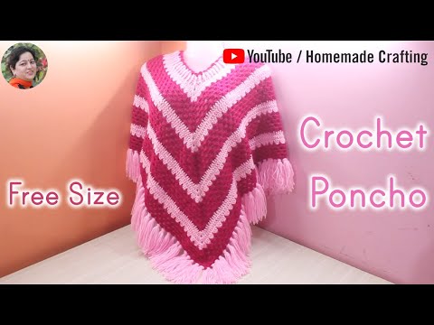 Crochet Girl S Woollen Poncho Free Size Poncho 