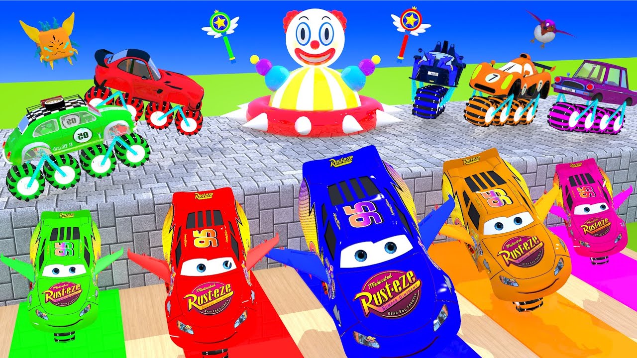 Mcqueen, POLICE CARS, FIRE TRUCK, CRANES, DUSTCART, PAC PAC, With Fountain Crossing 2025 in Teardown