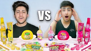 PInk Vs Yellow Colour Food Challenge 😂 Eating Only One Color Food