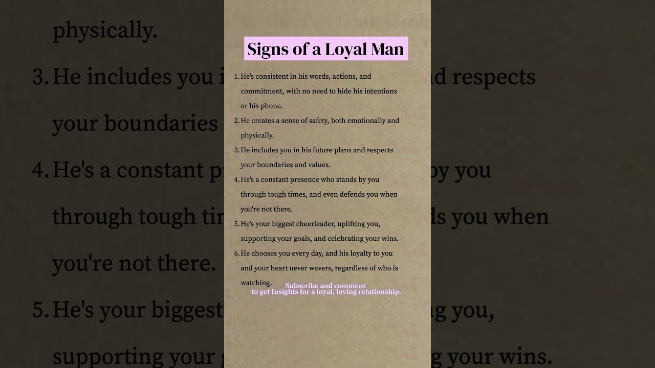 Signs of a Loyal Man