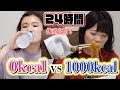 【24時間】0kcalと1000kcalの食事し続けたら何キロ体重増減するの？