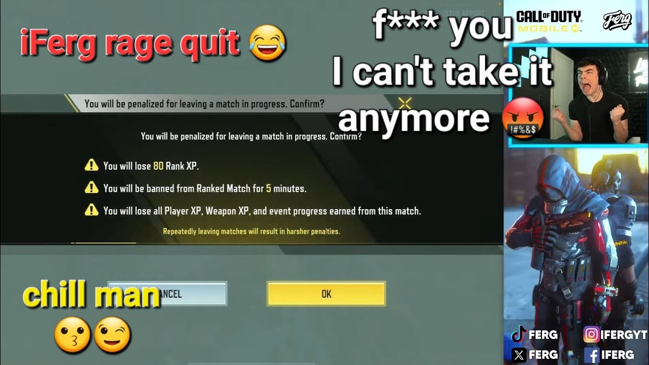 Codm Rage Quit iFerg rage quit multiplayer ranked match after he was nuke 🤯| iFerg ...