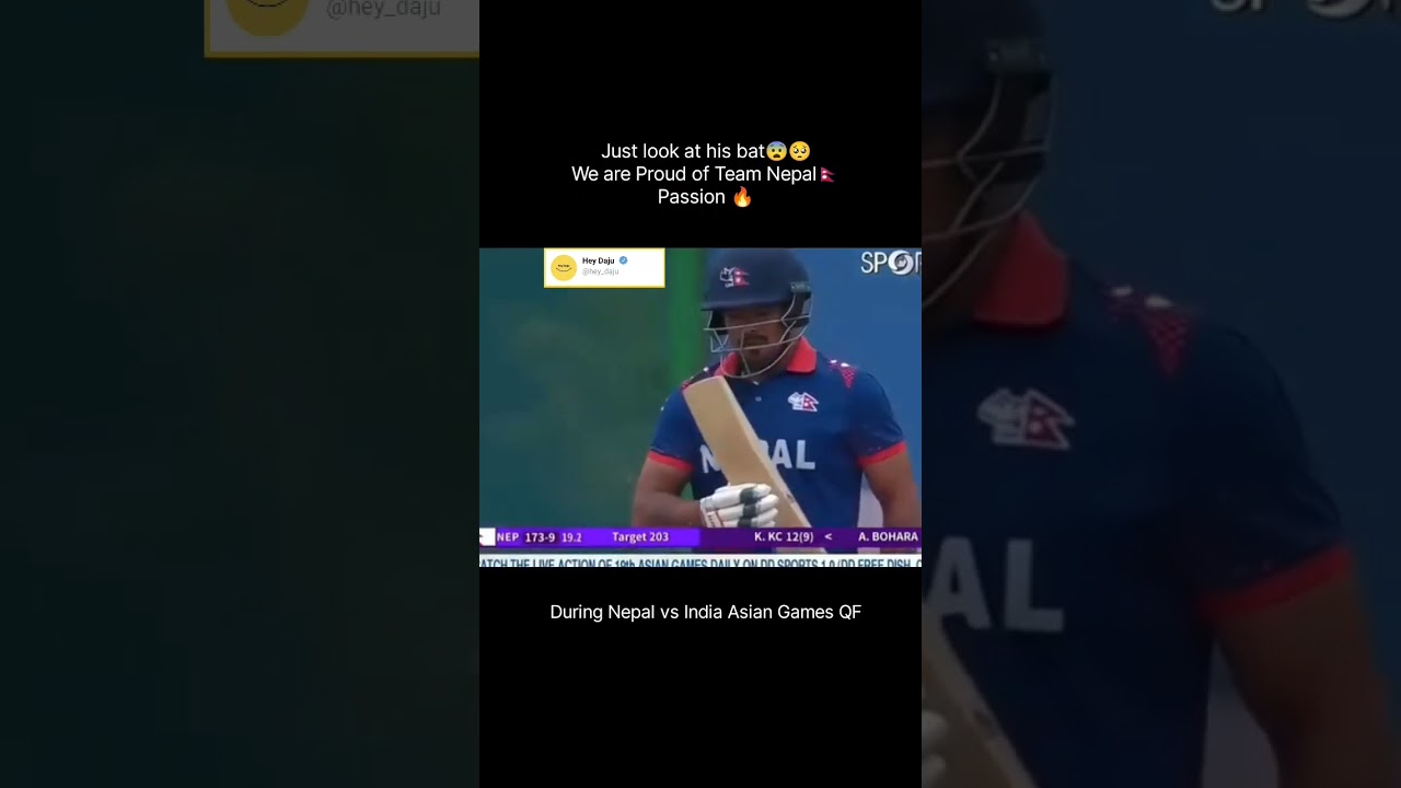 Nepalese Cricketer Karan Kc Playing with Broken Bat Against India🥺 