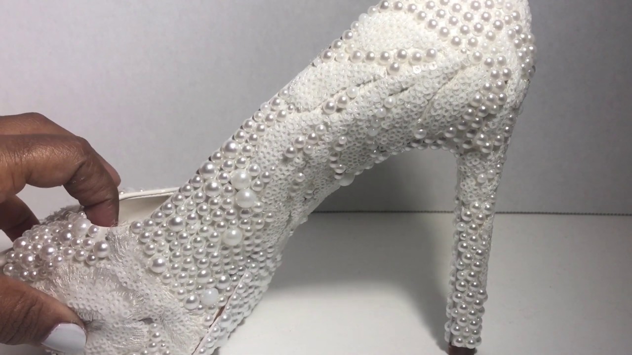 Episode 86 White Applique Bridal Shoe