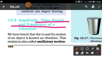 Aplitude,  time period and frequency of a vibration chapter 13  sound class 8 science NCERT