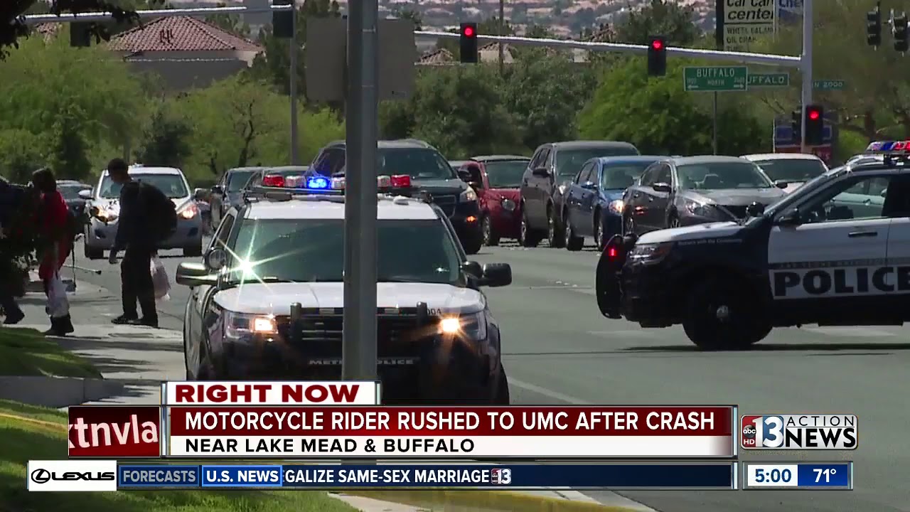 Police investigate serious motorcycle crash in west Las Vegas - YouTube