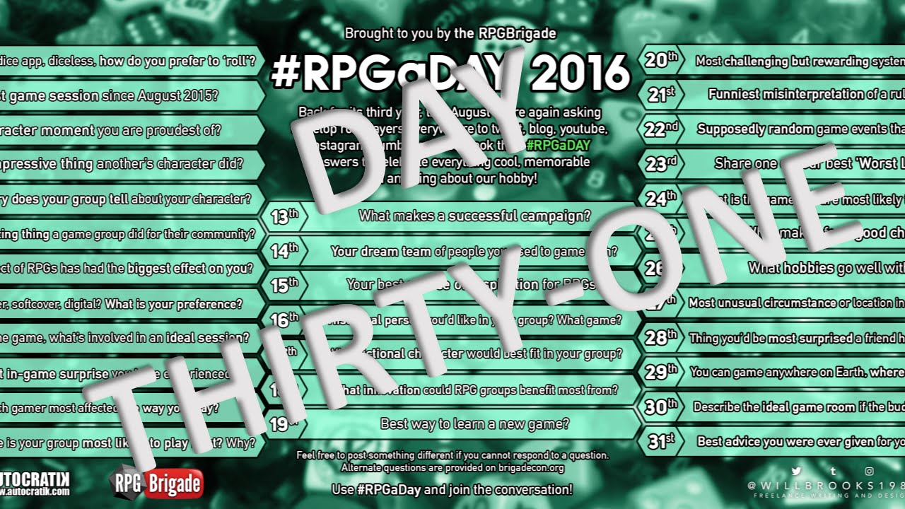 RPGaDay 2016 Day 31 - YouTube