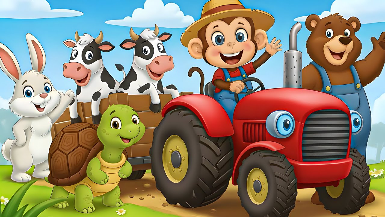 Monkey Tractor: Move Horse, Cow, Dinosaur and Give Gentle Care | Farm Work 🚜🌱🐒